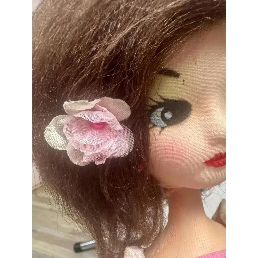 vintage‎ 18 mod fashion kawaii doll korea big hair pink floral gown collectible